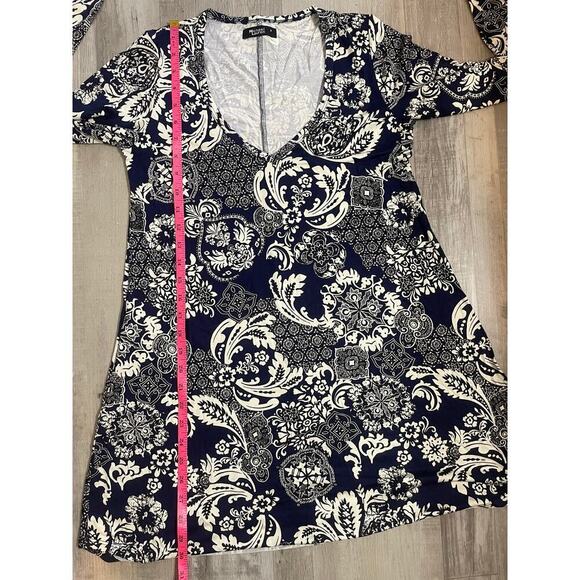 NWT Michael Lauren Kyle Paisley Navy and White long sleeved dress size Medium - Picture 5 of 9